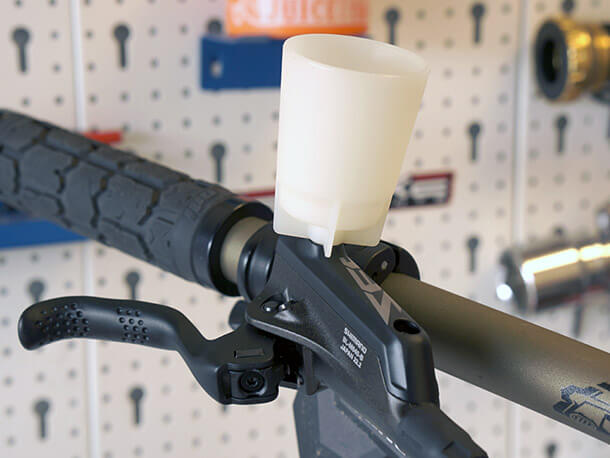 Shimano M596 Lever/Master Cylinder Bleed Port & the Epic Bleed Solutions bleed adaptor/funnel